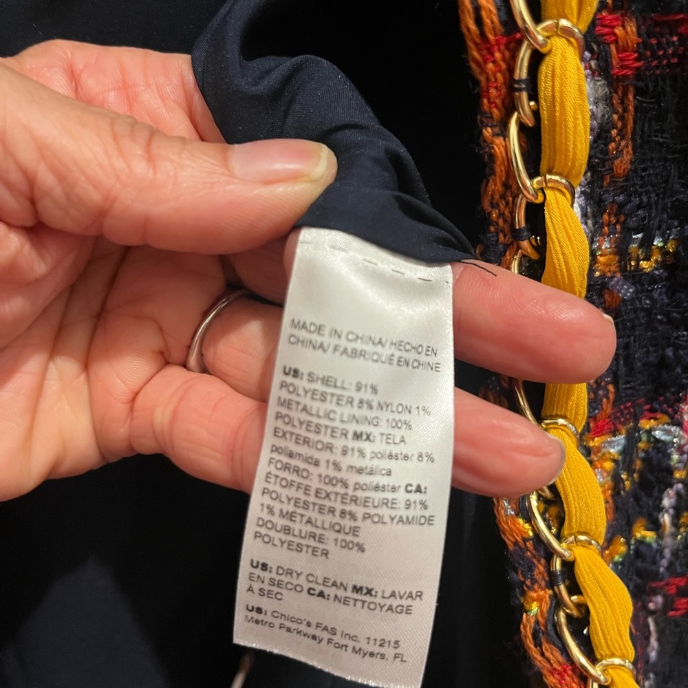 Chico's Multicolor Tweed Blazer with Yellow Accents - Picture 3 of 7